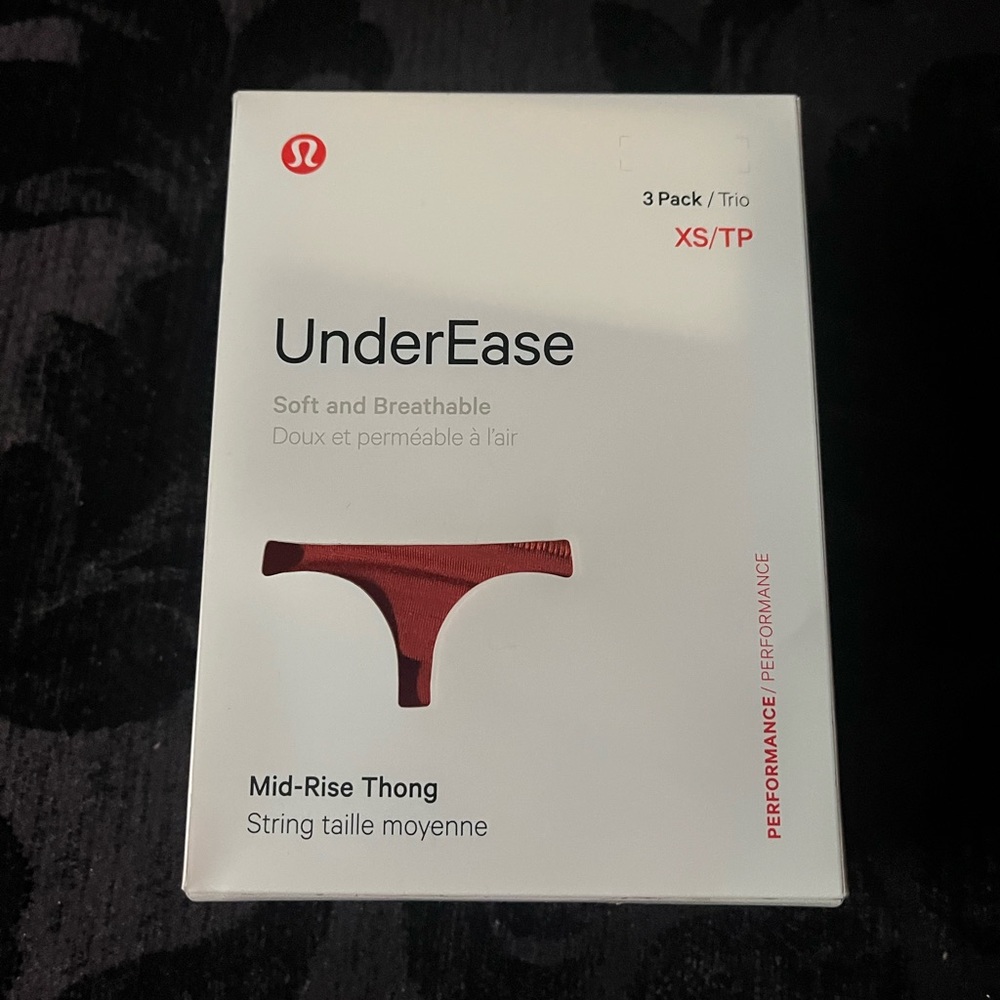 NWT Lululemon UnderEase Mid Rise Thong 3 pack